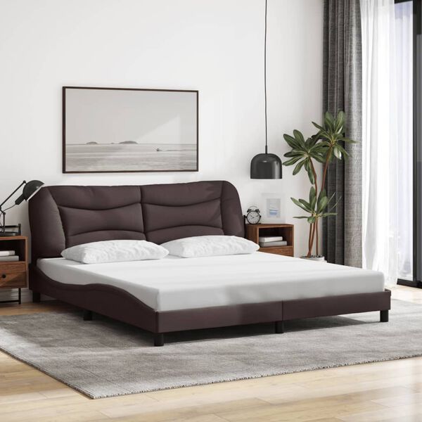 vidaXL Bed Frame without Mattress "Hvar" Dark Brown 180x200 cm Fabric
