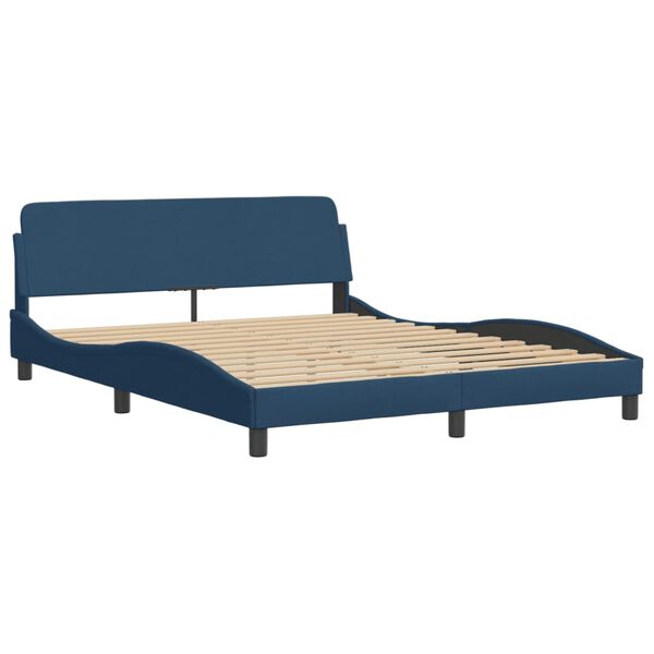 vidaXL Bed with Mattress "Hvar" Blue 160x200 cm Fabric