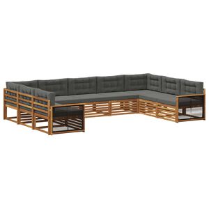 vidaXL Utomhussoffset 9 pcs Naturlig och Antracit Massivt Akaciatr&auml;