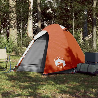 vidaXL Campingtält 2 personer grå och orange vattentätt
