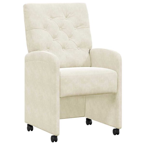 vidaXL Matstolar med hjul med hjul 2 pcs Kr&auml;m 58 x 67 x 97 cm Sammet