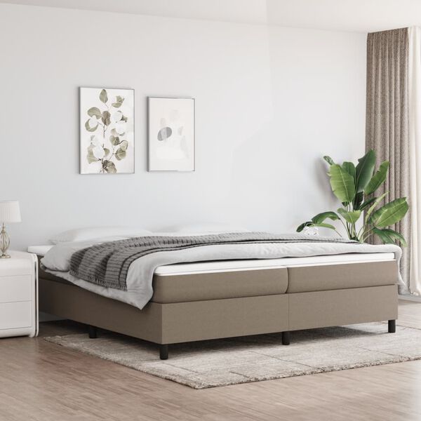 vidaXL Boxspring-s&auml;ngram taupe 200x200 cm tyg