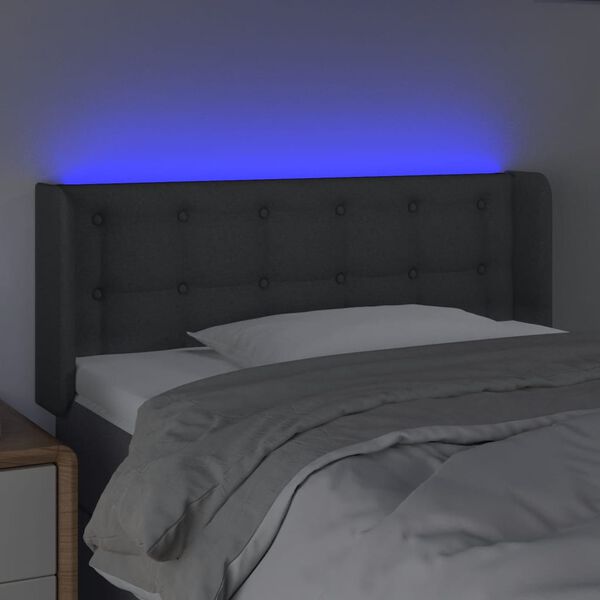 vidaXL Sänggavel LED mörkgrå 103x16x78/88 cm tyg