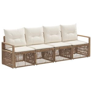 vidaXL Tr&auml;dg&aring;rdsoffset 4 st 4-sits Beige konstrotting