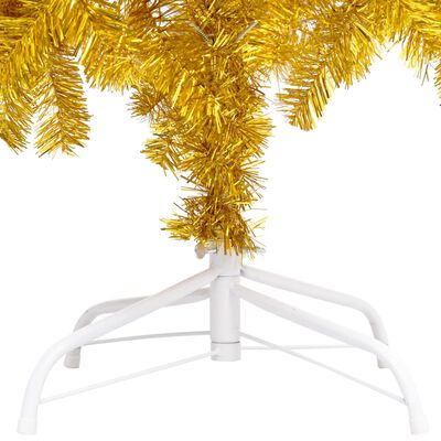 vidaXL Plastgran med LED och julgranskulor guld 180 cm PET