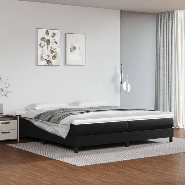 vidaXL Boxspring-s&auml;ngram svart 200x200 cm konstl&auml;der