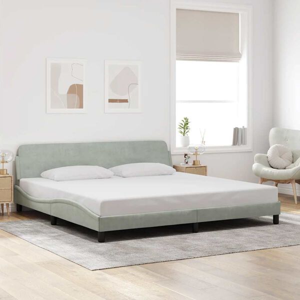vidaXL Bed Frame "Dover" Light Grey 200x200 cm Velvet