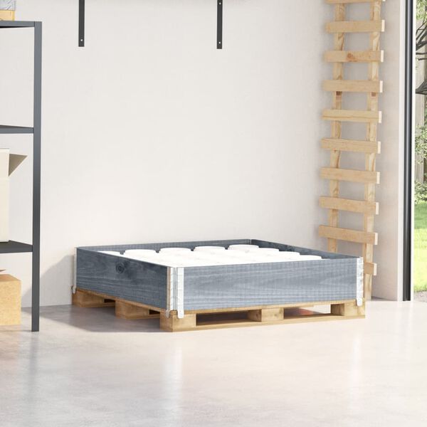 vidaXL Pallkrage gr&aring; 100x100 cm massivt furu
