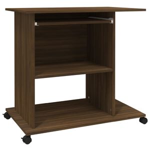 vidaXL Datorbord brun ek 80x50x75 cm konstruerat tr&auml;