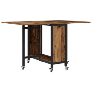 vidaXL Hopf&auml;llbart matbord med hjul 130 x 80 x 76,5 cm st&aring;l PB