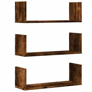 vidaXL V&auml;gghyllor 3 st r&ouml;kf&auml;rgad ek 58x18x18 cm konstruerat tr&auml;