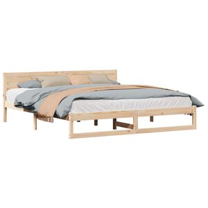 vidaXL S&auml;ngram med huvudgavel Naturf&auml;rg 200 x 200 cm Massiv furu