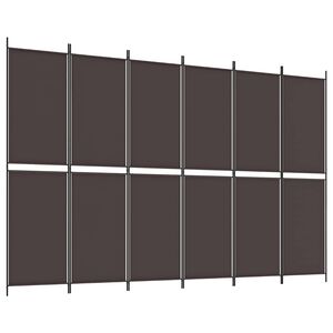 vidaXL Rumsavdelare 6 paneler brun 300x200 cm tyg