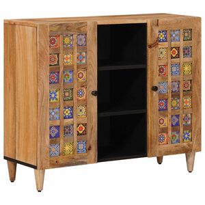 vidaXL Sideboard med hylla Naturf&auml;rg 90 x 33 x 75 cm Massivt mangotr&auml;