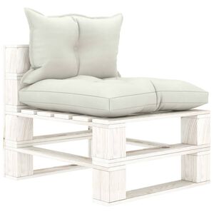 vidaXL Pallsoffa mittensektion med beige dynor tr&auml;