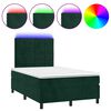 vidaXL Rams&auml;ng med madrass & LED m&ouml;rkgr&ouml;n 120x200 cm sammet
