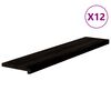 vidaXL Trappstegsmattor 12 pcs brunsvart 120x25x2 cm massiv ek