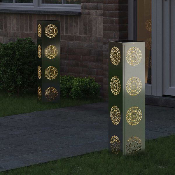 vidaXL Solar LED Stig Ljus 2 pcs Silver Galvaniserat st&aring;l