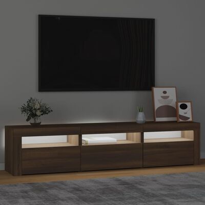 vidaXL Tv-bänk med LED-belysning brun ek 180x35x40 cm