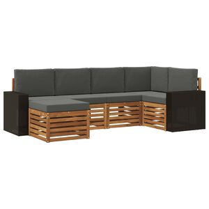 vidaXL Sektionsoffgrupp med kudde 6 pcs Naturlig och Antracit