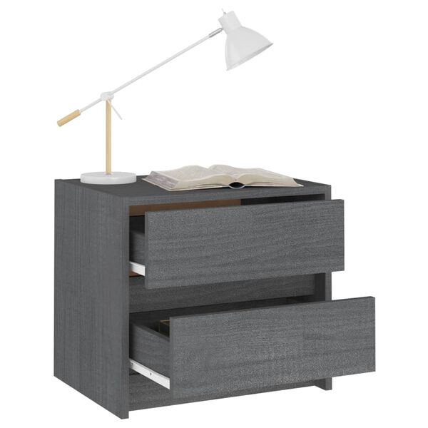 vidaXL S&auml;ngbord 2 st gr&aring; 40x30,5x35,5 cm massiv furu