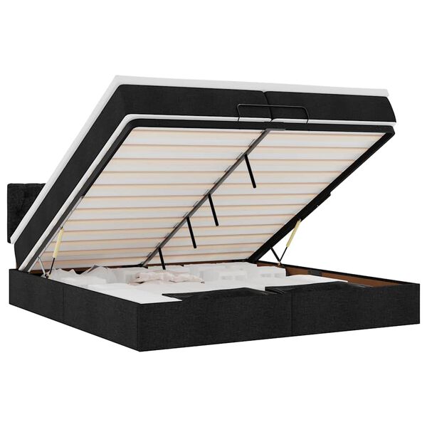 vidaXL Ottoman s&auml;ngram med madrass svart 200x200 cm tyg