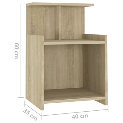vidaXL Sängbord 2 st vit och sonoma-ek 40x35x60 cm konstruerat trä