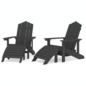 vidaXL D&auml;ckstolar f&ouml;r tr&auml;dg&aring;rden 2 st med fotpall HDPE antracit