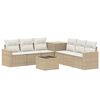 vidaXL Soffset 8 st Beige och kr&auml;mvit Poly Rattan och st&aring;l