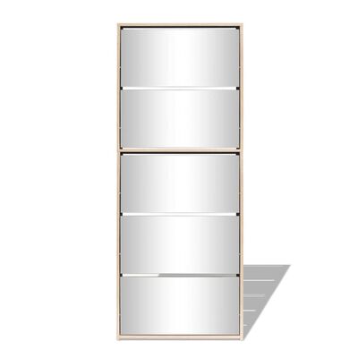 vidaXL Skoskåp med 5 lådor och spegel ek 63x17x169,5 cm
