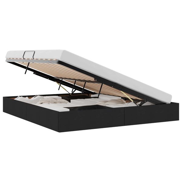 vidaXL F&ouml;rvaringss&auml;ng med huvudgavel Svart 180 x 200 cm tyg