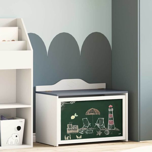 vidaXL Box med f&ouml;rvaring och svart tavelfront ROROS Gr&aring; och Vit