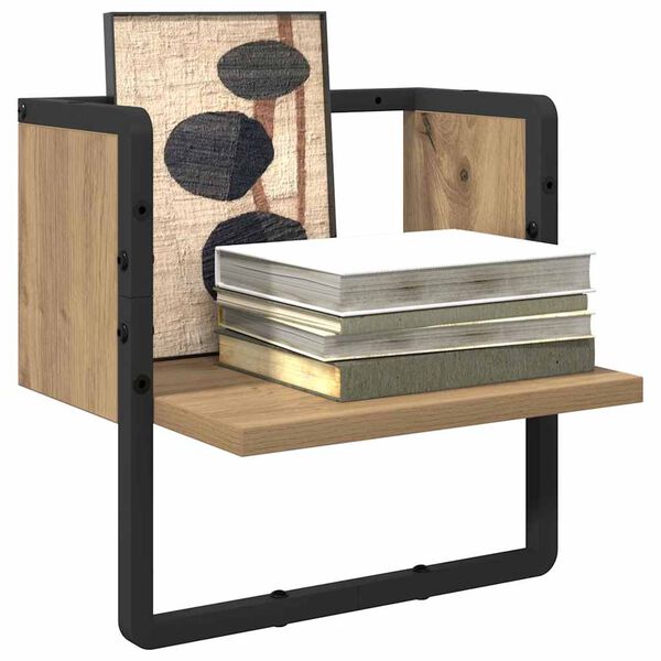 vidaXL V&auml;gg hylla med hylla Artisan Ek 30 x 25 x 30 cm Konstruerat tr&auml;