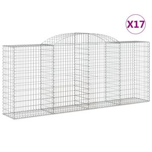 vidaXL Gabioner b&aring;gformade 17 st 300x50x120/140 cm galvaniserat j&auml;rn