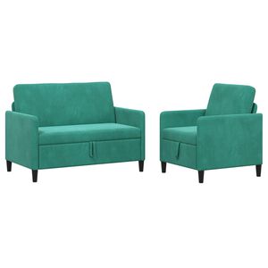 vidaXL Soffgrupp med f&ouml;rvaring 2 st Turkos Polyester