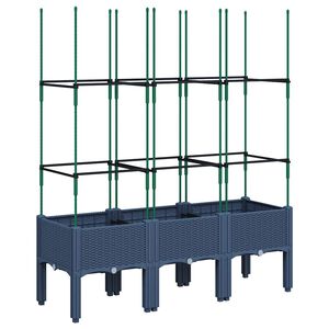 vidaXL Odlingsl&aring;da med spalj&eacute; bl&aring;gr&aring; 120x40x142,5 cm PP