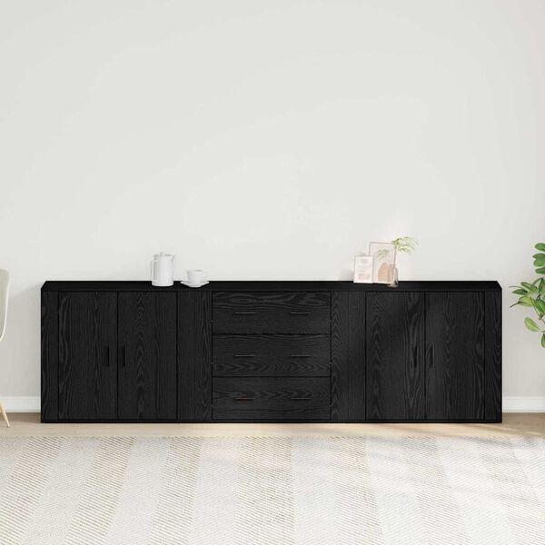vidaXL Sideboard med l&aring;da Svart Ek 240 x 33 x 70 cm Konstruerat tr&auml;