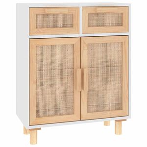 vidaXL Sk&auml;nk vit 60x30x75 cm massiv furu och naturlig rotting