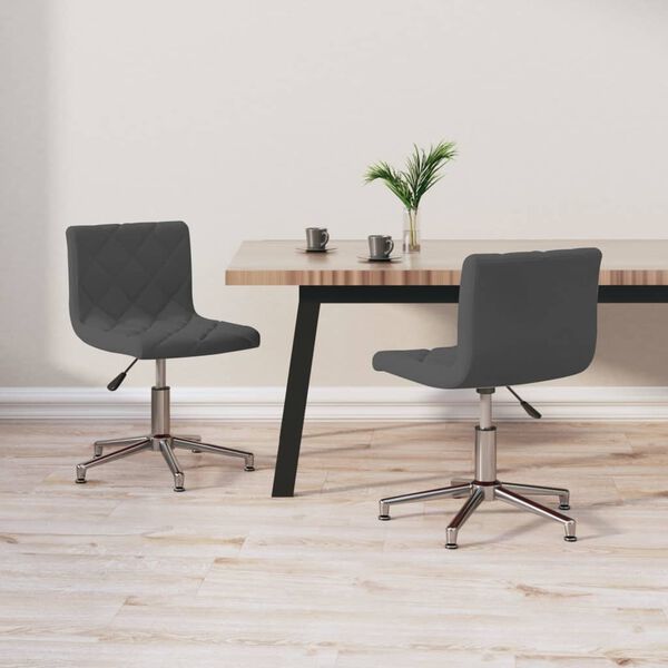 vidaXL Snurrbara matstolar 2 st m&ouml;rkgr&aring; sammet