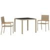 vidaXL Tr&auml;dg&aring;rdsm&ouml;belset 3 st Beige konstrotting