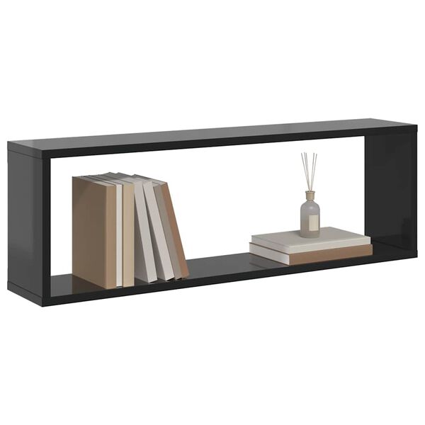 vidaXL V&auml;gghylla kub 2 st gr&aring; h&ouml;gglans 80x15x26,5 cm konstruerat tr&auml;