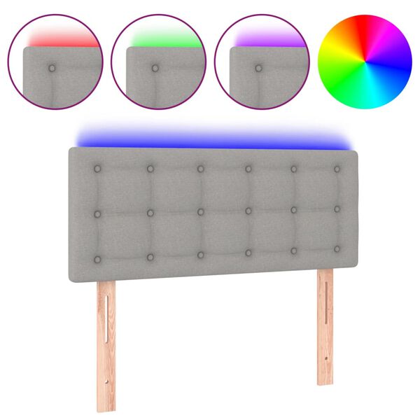 vidaXL S&auml;nggavel LED ljusgr&aring; 100x5x78/88 cm tyg