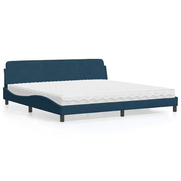 vidaXL Bed with Mattress "Dover" Blue 200x200 cm Velvet