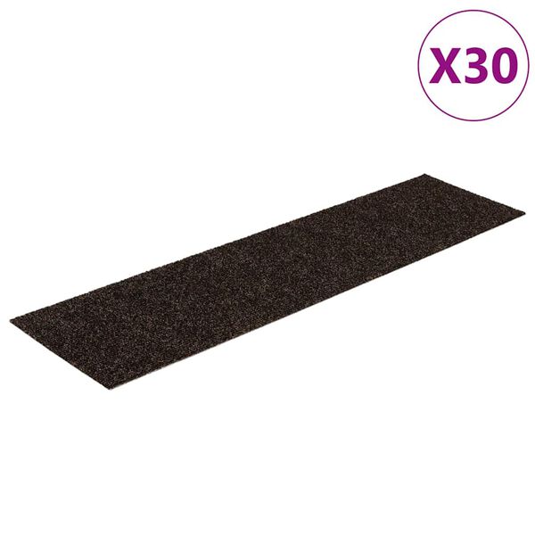 vidaXL Trappmattor sj&auml;lvh&auml;ftande 30 st 76x20 cm m&ouml;rkbruna rektangul&auml;ra