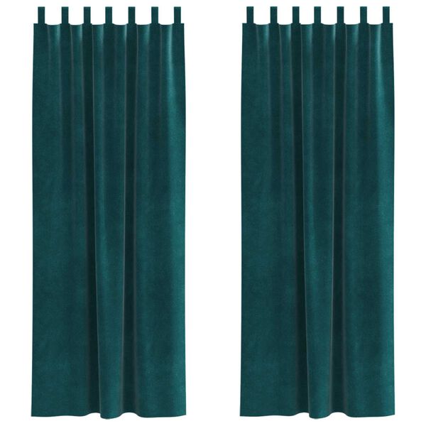 vidaXL M&ouml;rkl&auml;ggningsgardiner 2 pcs M&ouml;rkgr&ouml;n 140 x 225 cm Sammet