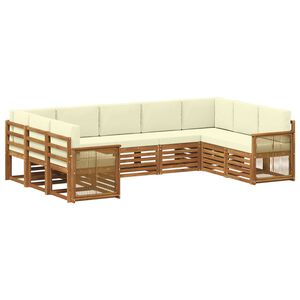vidaXL Sektionsoffgrupp med kudde 7 pcs Naturlig och Gr&auml;dde
