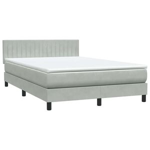 vidaXL Rams&auml;ng med madrass ljusgr&aring; 160x220 cm sammet