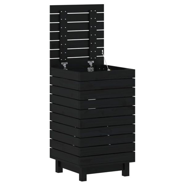 vidaXL Tv&auml;ttkorg svart 44x44x76 cm massiv furu