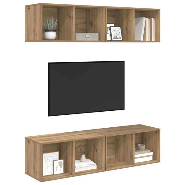 vidaXL TV-bänkset 4 pcs Artisan Ek 37 x 37 x 72 cm Konstruerat trä