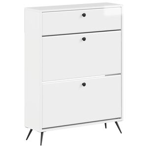 vidaXL Skosk&aring;p BREDA 78 x 24 x 103 cm Konstruerat tr&auml; Vit h&ouml;gglans